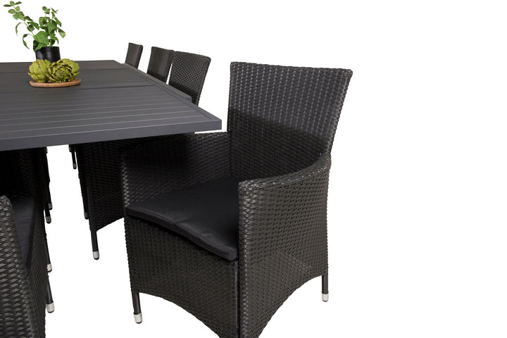 Venture Home Marbella Dining Table 160/240*100*H75 - Black+Knick Arm Chair - Black_8