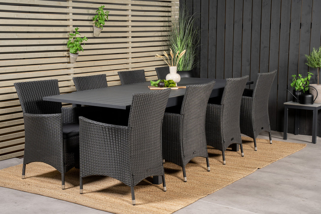 Venture Home Marbella Dining Table 160/240*100*H75 - Black+Knick Arm Chair - Black_8