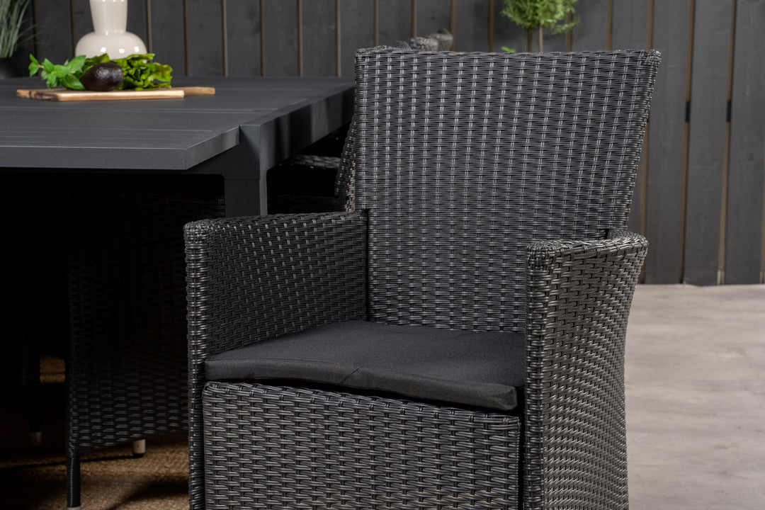 Venture Home Marbella Dining Table 160/240*100*H75 - Black+Knick Arm Chair - Black_8
