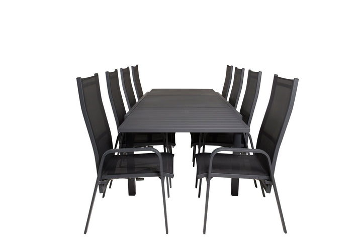 Venture Home Marbella Dining Table 160/240*100*H75 - Black+Copacabana Recliner Chair (stackable) - Black Alu / Black Textilene_8