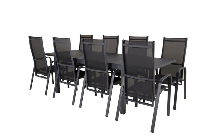 Venture Home Marbella Dining Table 160/240*100*H75 - Black+Copacabana Recliner Chair (stackable) - Black Alu / Black Textilene_8