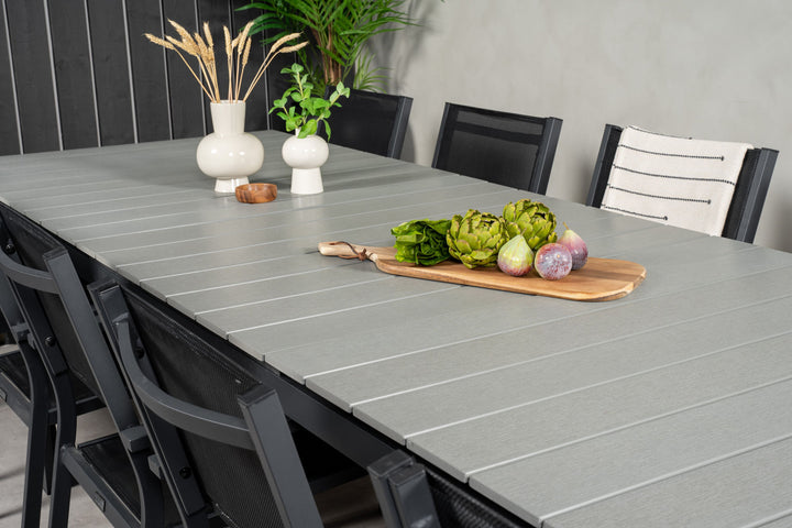 Venture Home Levels Table 229/310 - Black/Grey - Copacabana Stacking Chair - Black/Black 10