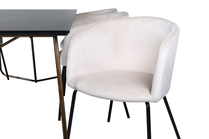 Venture Home Petra Dining Table , Distressed Copper Black Veneer+Berit Chair , Black Beige Velvet_6