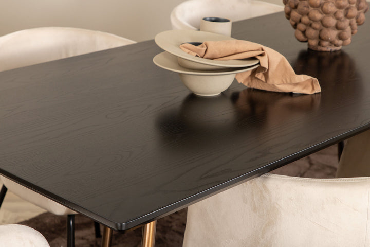 Venture Home Petra Dining Table , Distressed Copper Black Veneer+Berit Chair , Black Beige Velvet_6