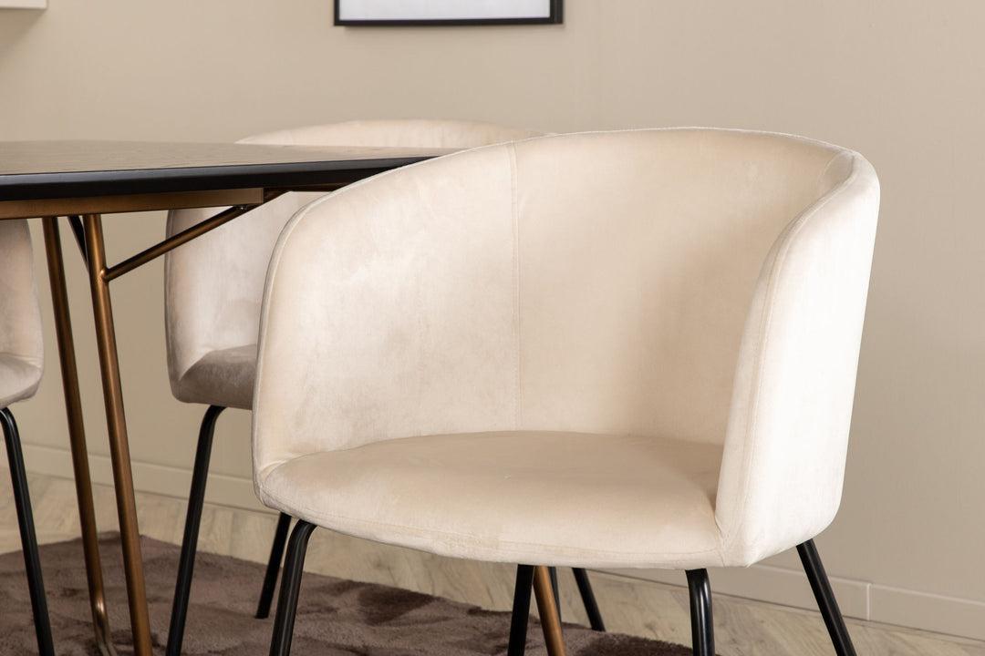 Venture Home Petra Dining Table , Distressed Copper Black Veneer+Berit Chair , Black Beige Velvet_6