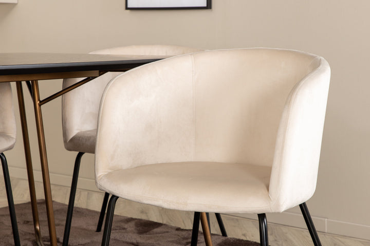 Venture Home Petra Dining Table , Distressed Copper Black Veneer+Berit Chair , Black Beige Velvet_6
