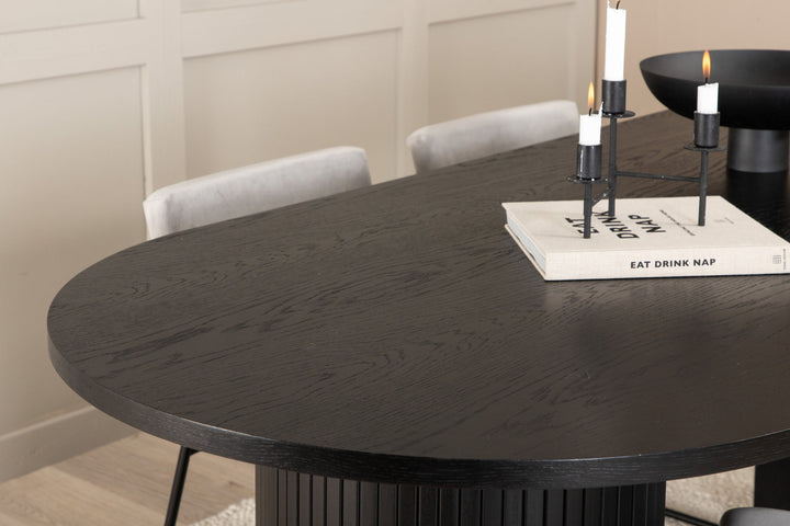 Venture Home Bianca Oval Dining Table - Black / Black Veneer+Kenth Chair - Black / Light Grey Velvet_4
