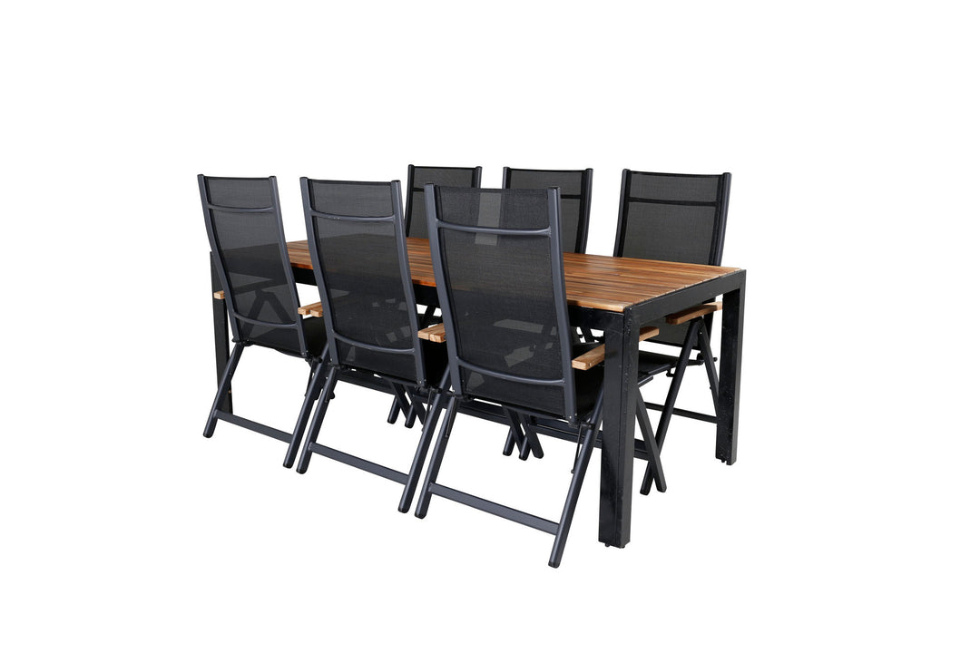 Venture Home Bois Dining table 205*90cm - Black Legs / Acacia +Panama Light 5-pos Chair Black / Black and teak_6