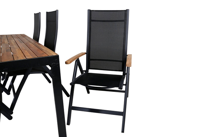 Venture Home Bois Dining table 205*90cm - Black Legs / Acacia +Panama Light 5-pos Chair Black / Black and teak_6