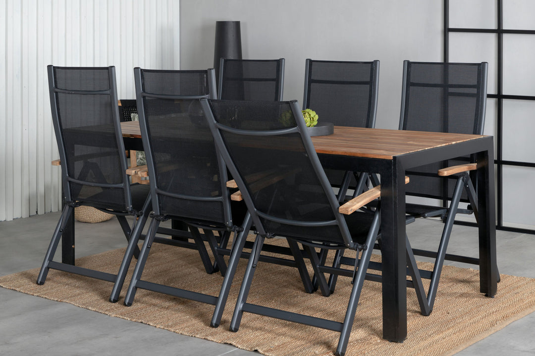 Venture Home Bois Dining table 205*90cm - Black Legs / Acacia +Panama Light 5-pos Chair Black / Black and teak_6
