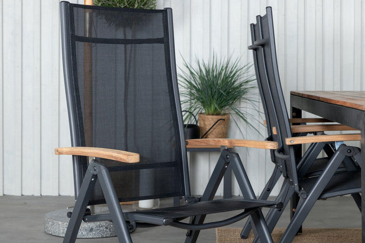 Venture Home Bois Dining table 205*90cm - Black Legs / Acacia +Panama Light 5-pos Chair Black / Black and teak_6
