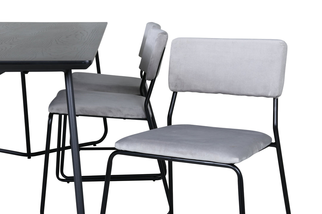 Venture Home Petra Dining Table - Black / Black Veneer+Kenth Chair - Black / Light Grey Velvet_6
