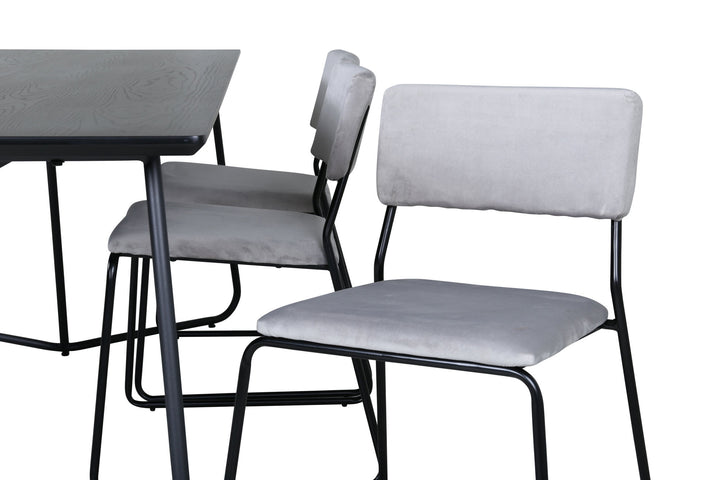 Venture Home Petra Dining Table - Black / Black Veneer+Kenth Chair - Black / Light Grey Velvet_6