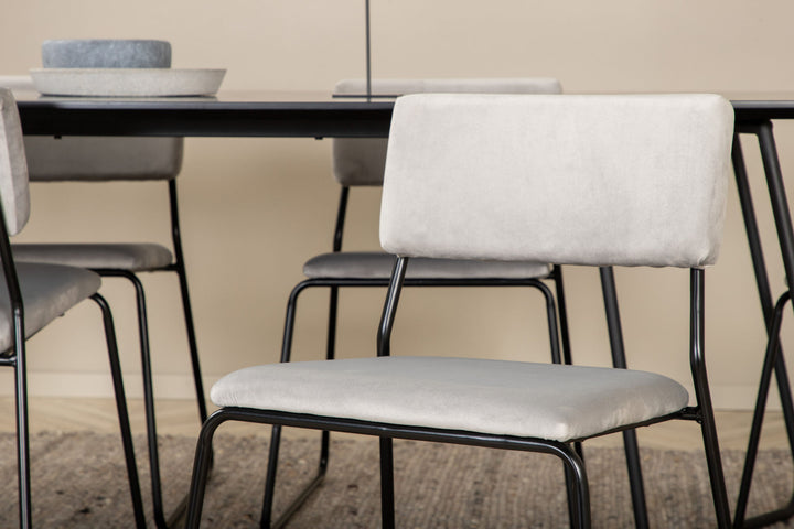Venture Home Petra Dining Table - Black / Black Veneer+Kenth Chair - Black / Light Grey Velvet_6
