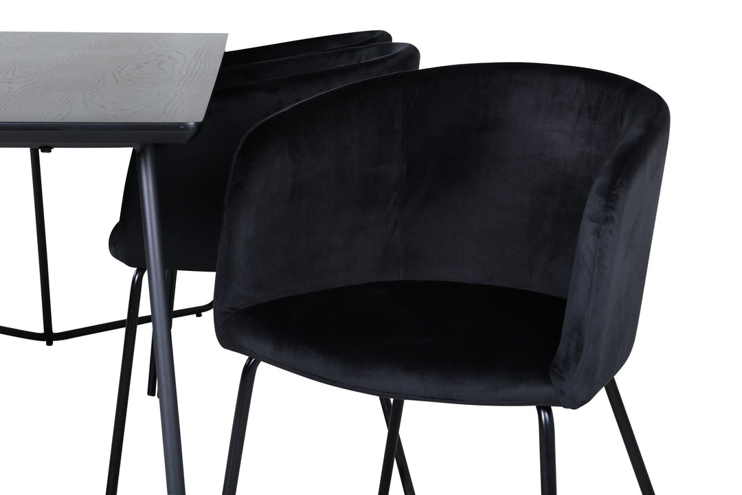 Venture Home Petra Dining Table - Black / Black Veneer+Berit Chair - Black / Black Velvet_6