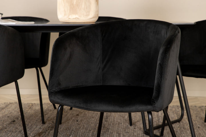 Venture Home Petra Dining Table - Black / Black Veneer+Berit Chair - Black / Black Velvet_6