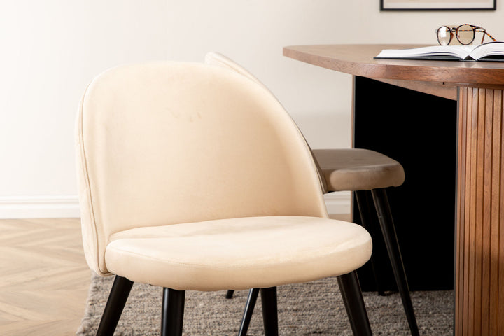 Venture Home Bianca Oval Dining Table , Walnut Black Veneer+Velvet Stitches Chair , Black Beige Velvet_4