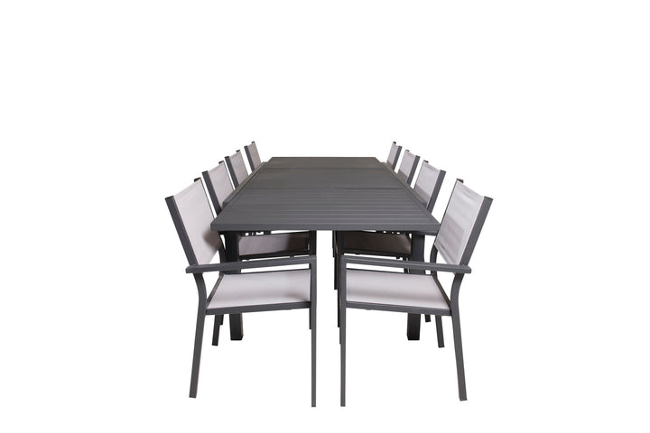 Venture Home Marbella Dining Table 160/240*100*H75 - Black+Copacabana Arm Chair (stackable) - Black Alu / Grey Textilene_8