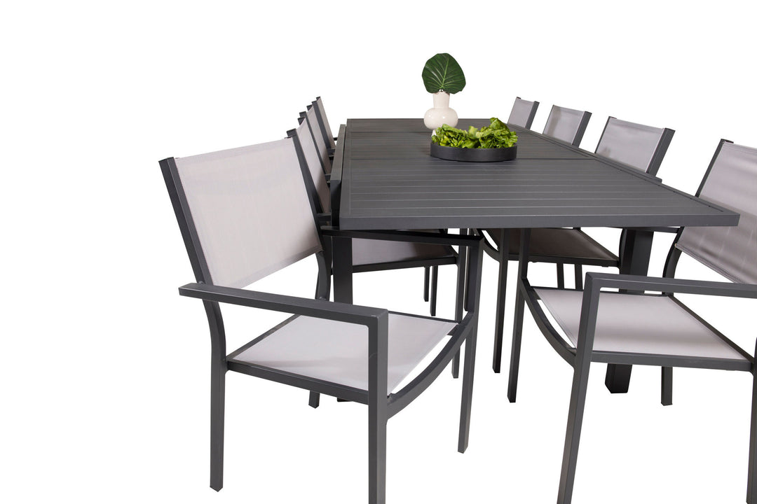Venture Home Marbella Dining Table 160/240*100*H75 - Black+Copacabana Arm Chair (stackable) - Black Alu / Grey Textilene_8