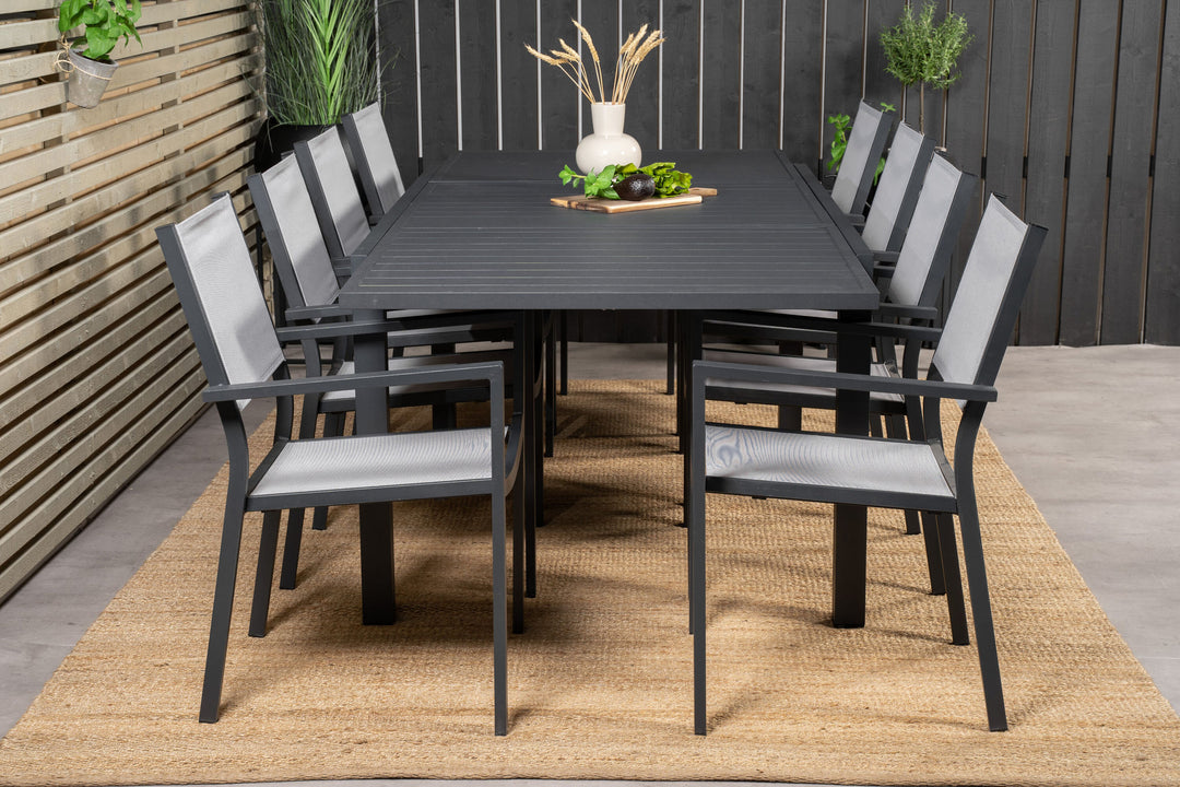 Venture Home Marbella Dining Table 160/240*100*H75 - Black+Copacabana Arm Chair (stackable) - Black Alu / Grey Textilene_8