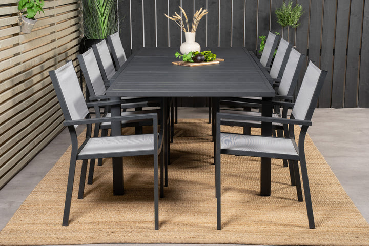 Venture Home Marbella Dining Table 160/240*100*H75 - Black+Copacabana Arm Chair (stackable) - Black Alu / Grey Textilene_8