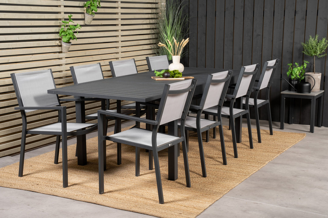 Venture Home Marbella Dining Table 160/240*100*H75 - Black+Copacabana Arm Chair (stackable) - Black Alu / Grey Textilene_8