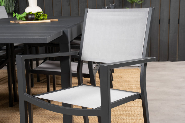 Venture Home Marbella Dining Table 160/240*100*H75 - Black+Copacabana Arm Chair (stackable) - Black Alu / Grey Textilene_8
