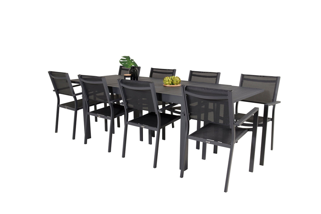 Venture Home Marbella Table 160/240 - Black/Black - Copacabana Stacking Chair - Black/Black 8