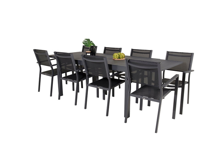 Venture Home Marbella Table 160/240 - Black/Black - Copacabana Stacking Chair - Black/Black 8
