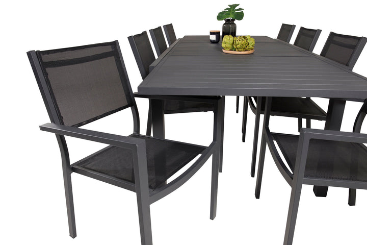 Venture Home Marbella Table 160/240 - Black/Black - Copacabana Stacking Chair - Black/Black 8
