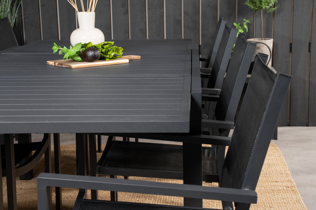 Venture Home Marbella Table 160/240 - Black/Black - Copacabana Stacking Chair - Black/Black 8