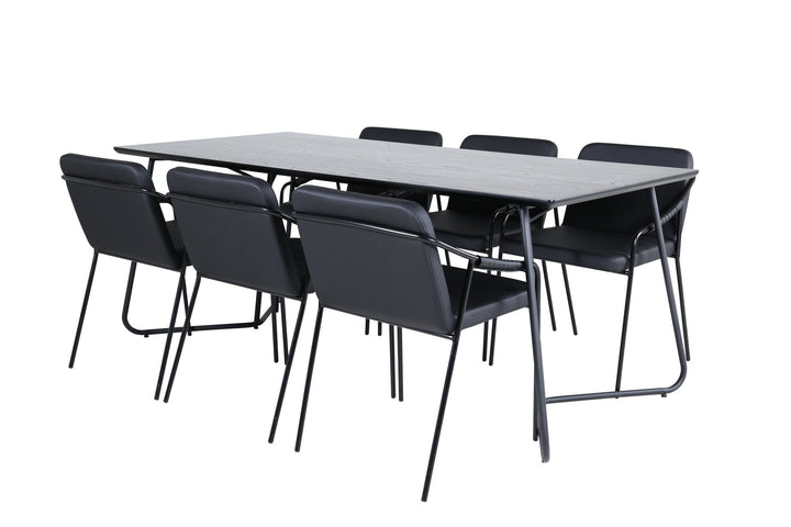 Venture Home Petra Dining Table - Black / Black Veneer+Tvist Chair - Black / Black PU_6