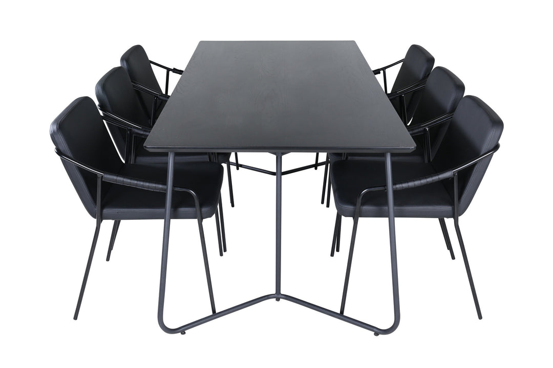 Venture Home Petra Dining Table - Black / Black Veneer+Tvist Chair - Black / Black PU_6
