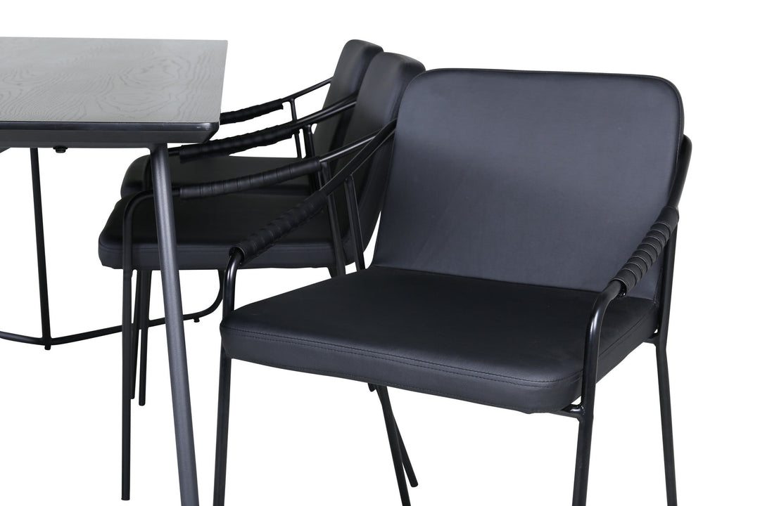 Venture Home Petra Dining Table - Black / Black Veneer+Tvist Chair - Black / Black PU_6