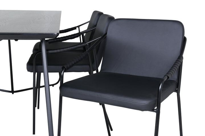 Venture Home Petra Dining Table - Black / Black Veneer+Tvist Chair - Black / Black PU_6