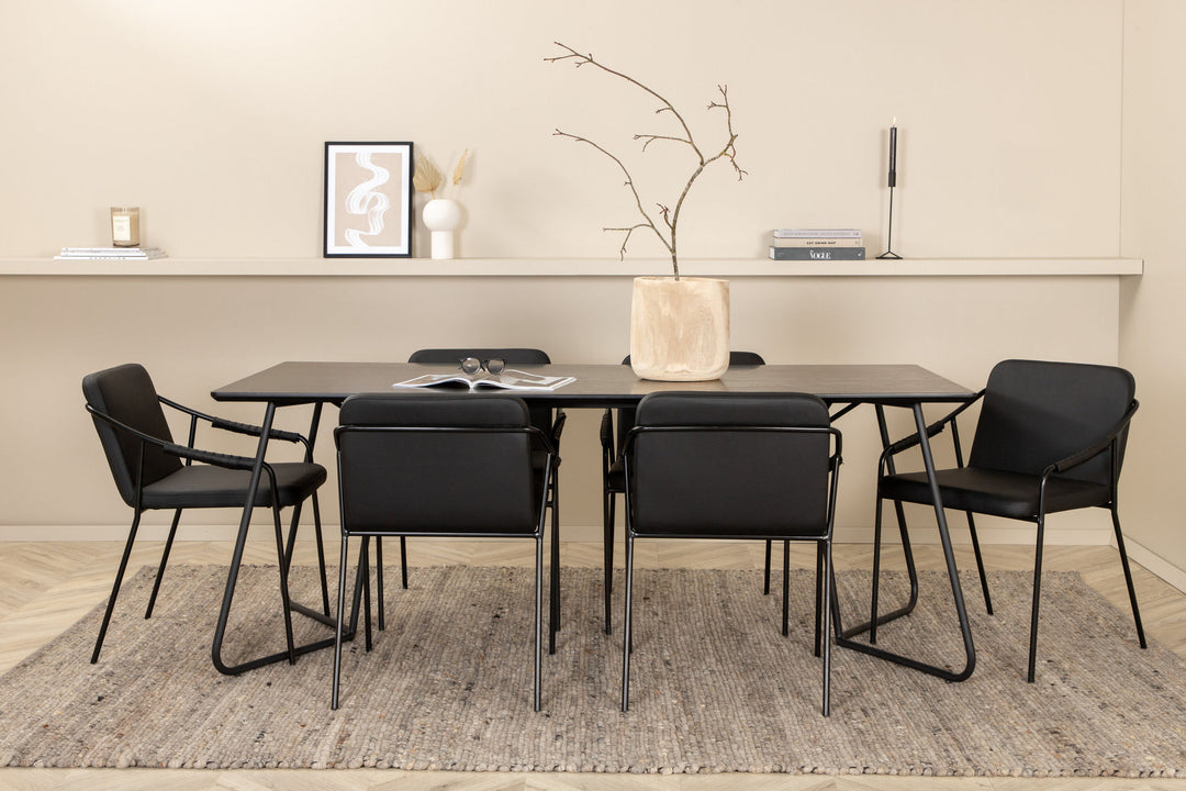 Venture Home Petra Dining Table - Black / Black Veneer+Tvist Chair - Black / Black PU_6