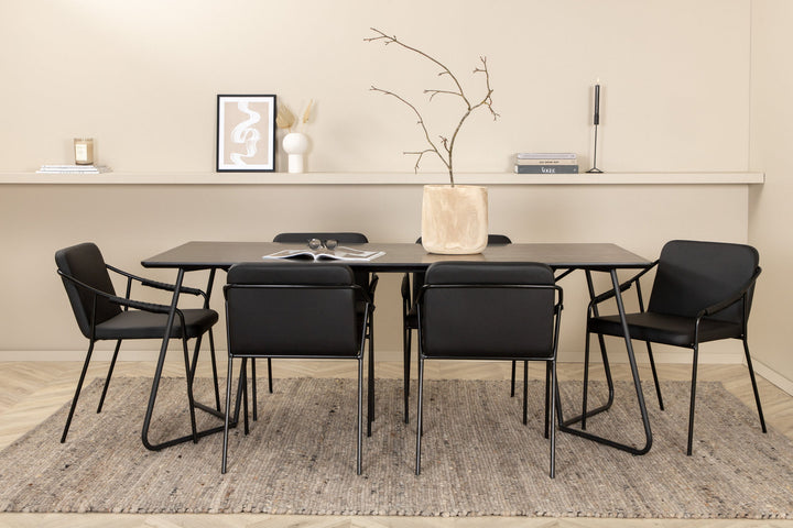 Venture Home Petra Dining Table - Black / Black Veneer+Tvist Chair - Black / Black PU_6
