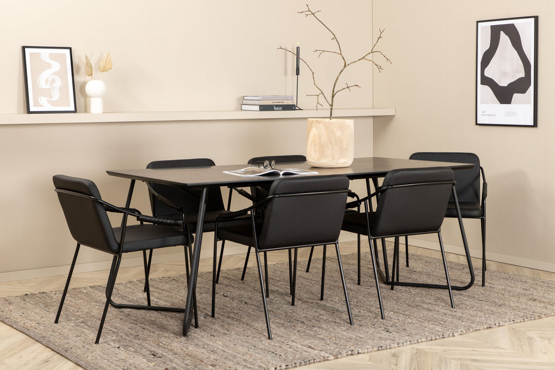 Venture Home Petra Dining Table - Black / Black Veneer+Tvist Chair - Black / Black PU_6