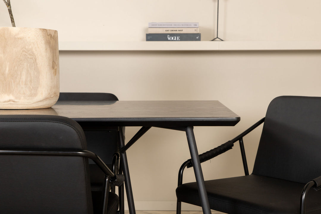 Venture Home Petra Dining Table - Black / Black Veneer+Tvist Chair - Black / Black PU_6