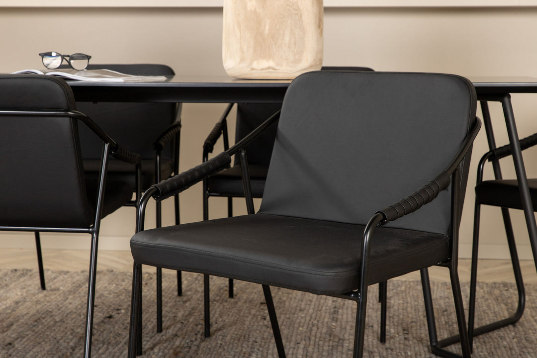 Venture Home Petra Dining Table - Black / Black Veneer+Tvist Chair - Black / Black PU_6