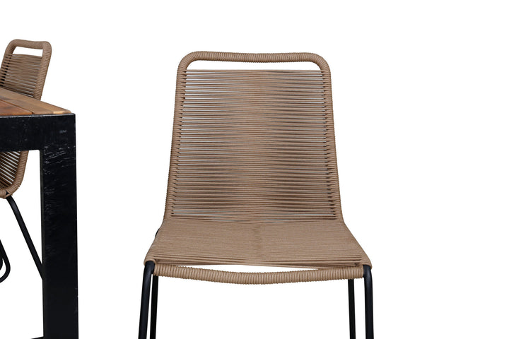 Venture Home Bois Dining table 205*90cm - Black Legs / Acacia +Lindos Stacking Chair - Black Alu / Latte Rope_6