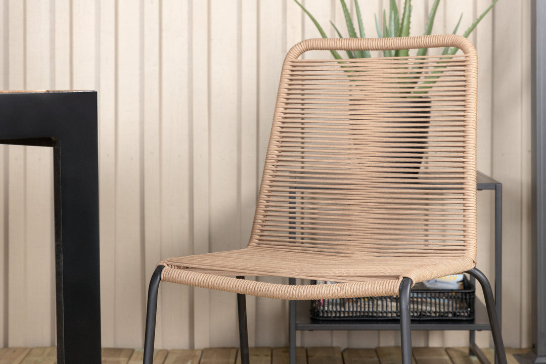 Venture Home Bois Dining table 205*90cm - Black Legs / Acacia +Lindos Stacking Chair - Black Alu / Latte Rope_6