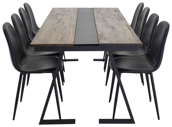Venture Home Jakarta Matbord - Svart / mörk Teak - 200*90*H75 - Polar Dining Chair Black PU 8