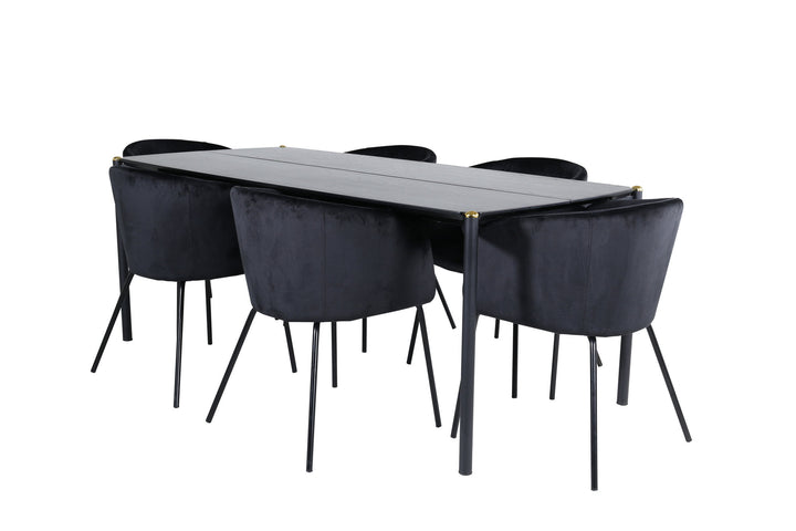Venture Home Pelle Dining Table - Black / black Black+Berit Chair - Black / Black Velvet_6