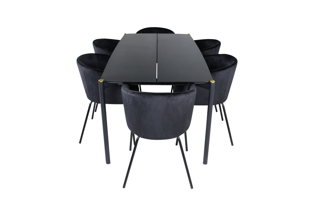 Venture Home Pelle Dining Table - Black / black Black+Berit Chair - Black / Black Velvet_6
