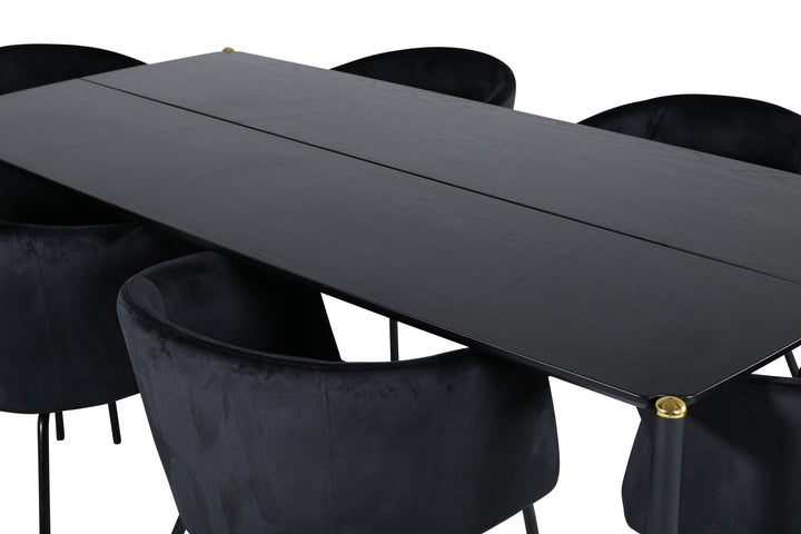 Venture Home Pelle Dining Table - Black / black Black+Berit Chair - Black / Black Velvet_6