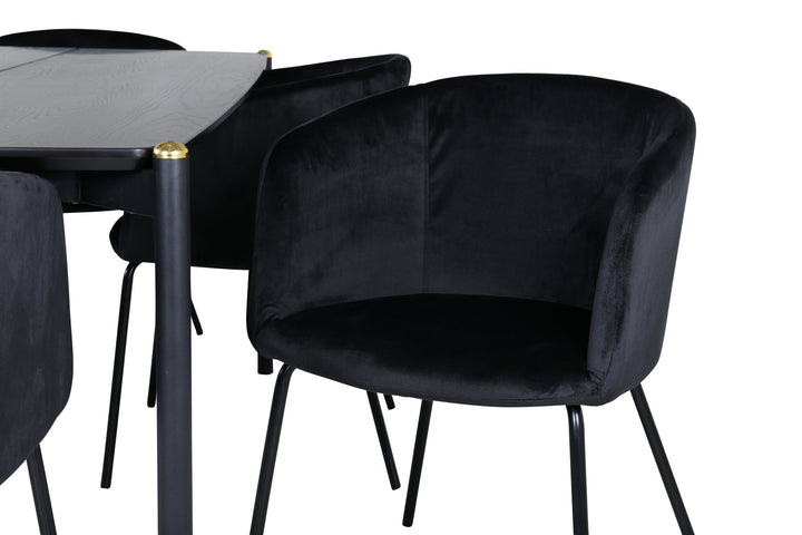 Venture Home Pelle Dining Table - Black / black Black+Berit Chair - Black / Black Velvet_6