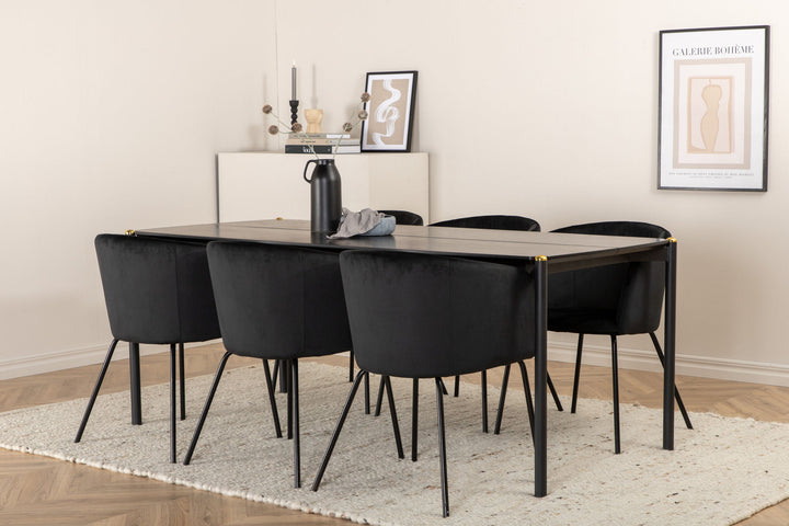 Venture Home Pelle Dining Table - Black / black Black+Berit Chair - Black / Black Velvet_6