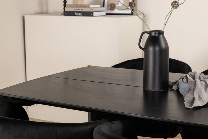 Venture Home Pelle Dining Table - Black / black Black+Berit Chair - Black / Black Velvet_6