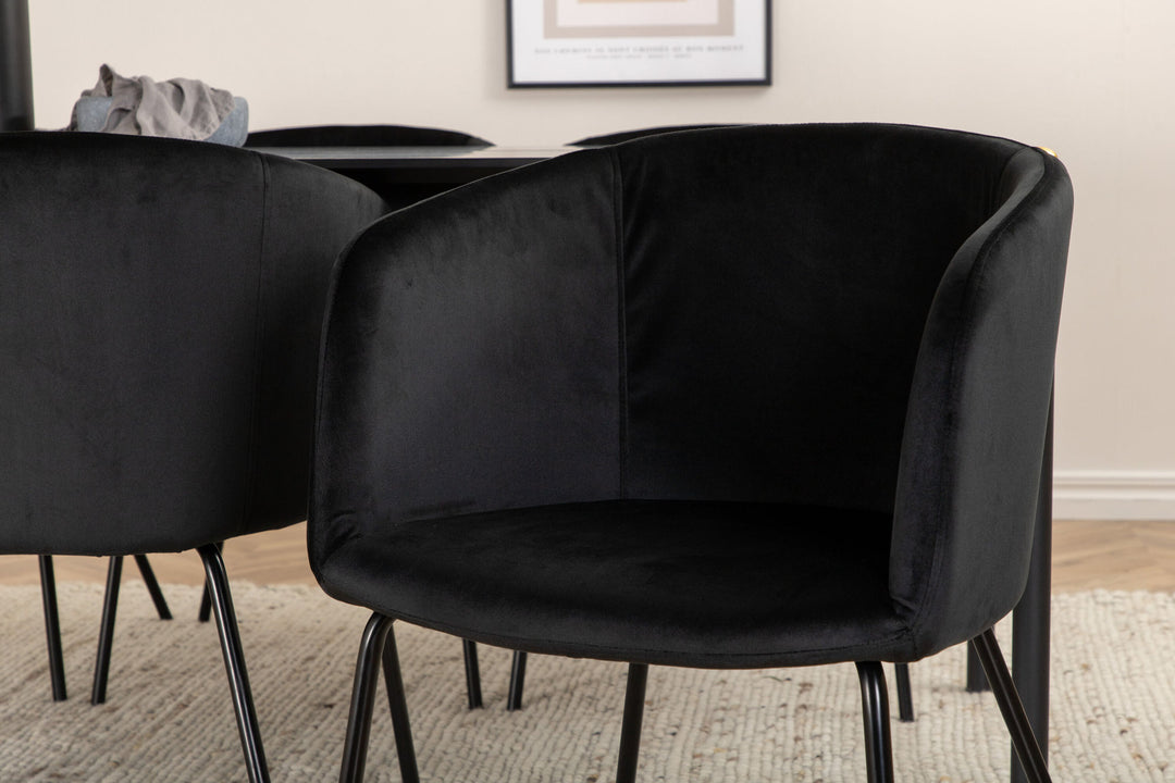 Venture Home Pelle Dining Table - Black / black Black+Berit Chair - Black / Black Velvet_6